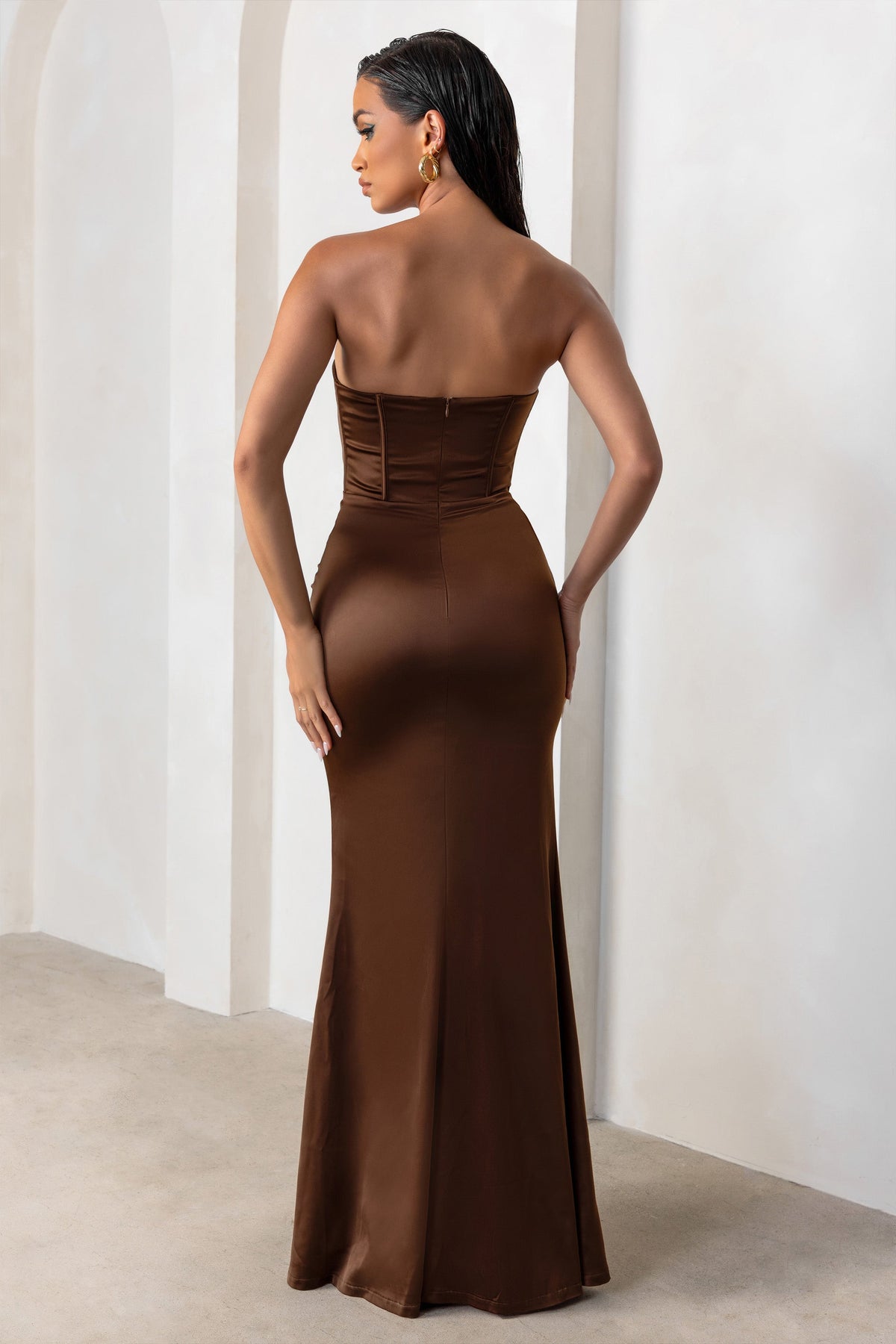 brown corset dress